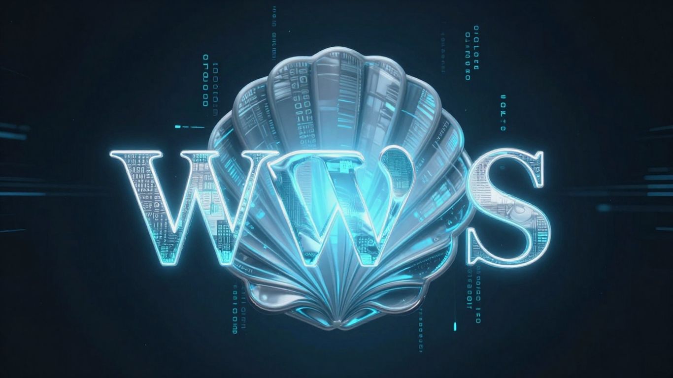 WordPress logo protected by a digital shield from a shell threat.